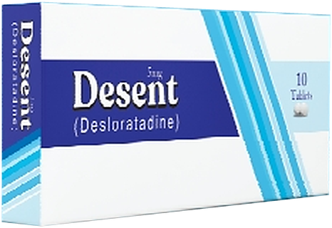 Desent (Desloratadine) 5 mg tablets pack, marketed by Trion Pharmaceutical