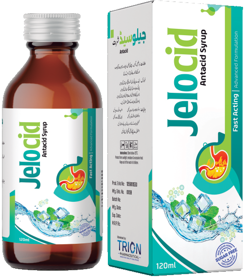 Jelocid (Herbal antacid syrup) 120 ml syrup pack, marketed by Trion Pharmaceutical