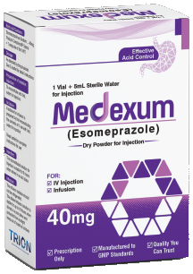Medexum (Esomeprazole) 40 mg IV injection pack, marketed by Trion Pharmaceutical