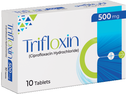 Trifloxin (Ciprofloxacin) 500 mg tablets pack, marketed by Trion Pharmaceutical